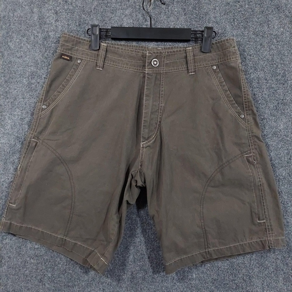 Kuhl Cargo Shorts Mens 32 Green Cotton Nylon Outdoor Hiking Casual Travel Summer